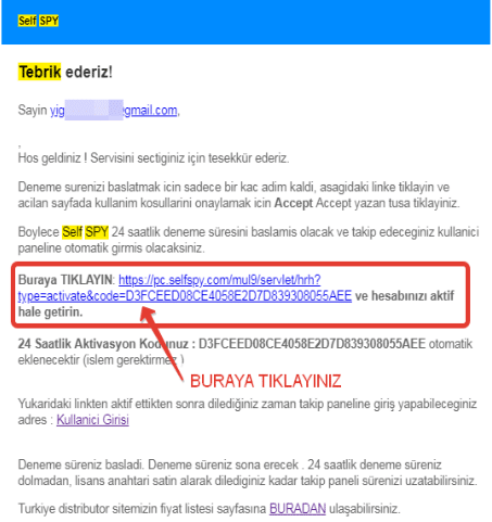 SelfSPY E MAİL ONAY